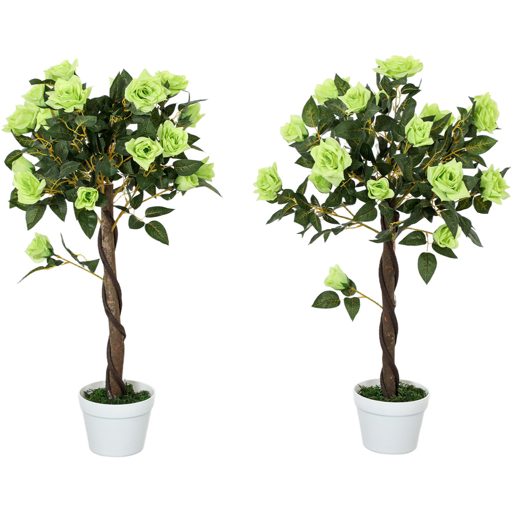 Portland Green Rose Artificial Tree in Pot 90cm 2 Pack Image 1