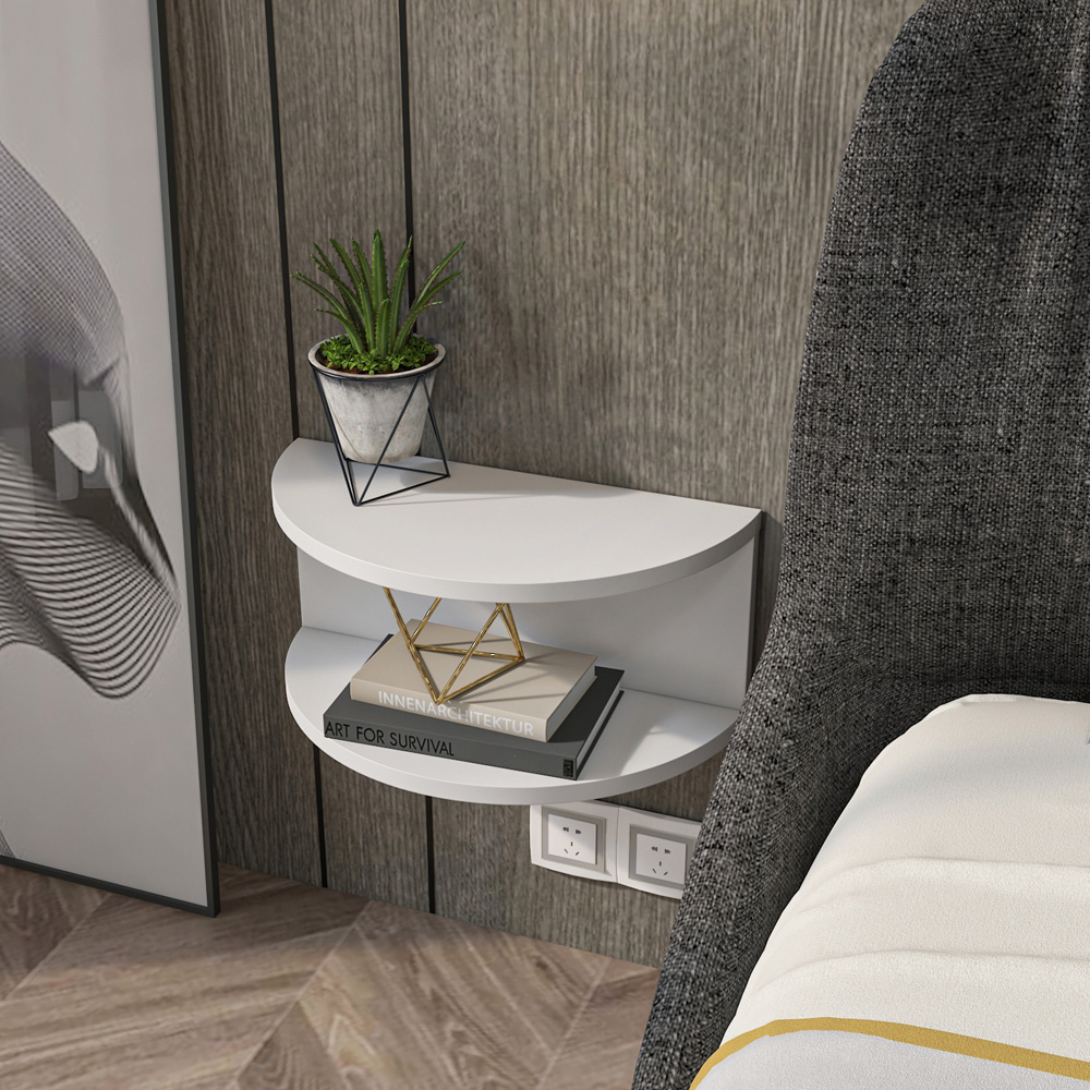 Decorotika Bella Single Shelf White Floating Bedside Table Image 5