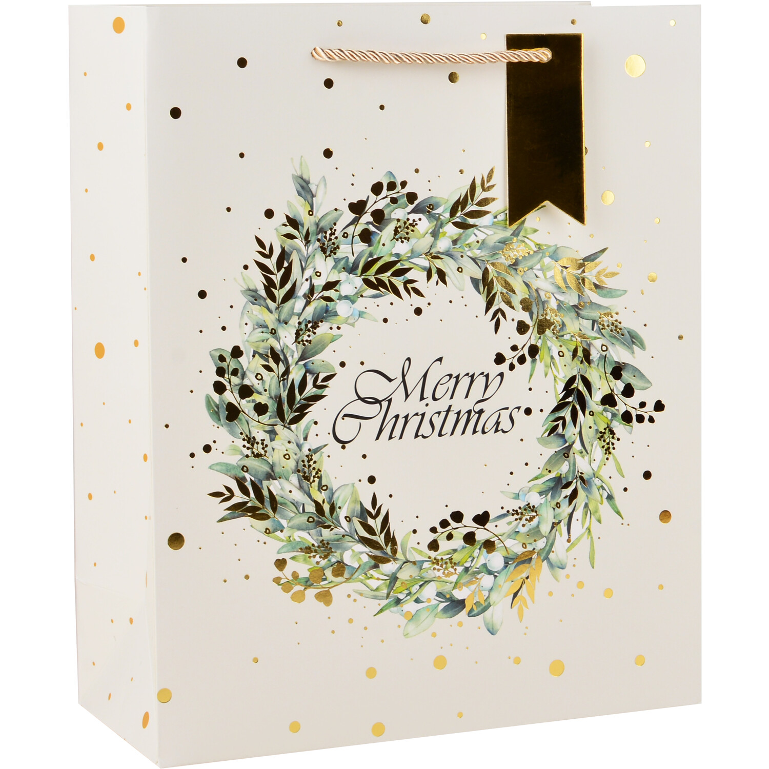White Merry Christmas Giftbag - Medium Image 2