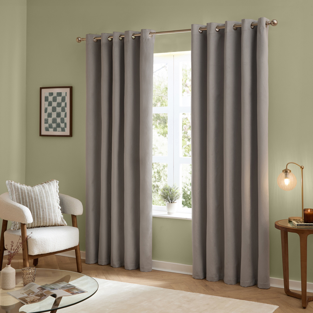 Furn The Ultimate Silver Velvet Blackout Eyelet Curtains 229 x 229cm Image 5