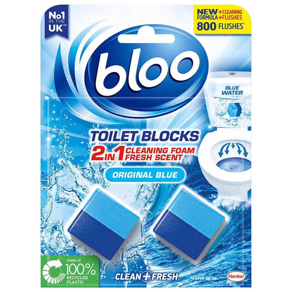 Bloo Clean+ Fresh 2 in 1 Original Blue Foam Toilet Rim Block 7 Pack Image 2