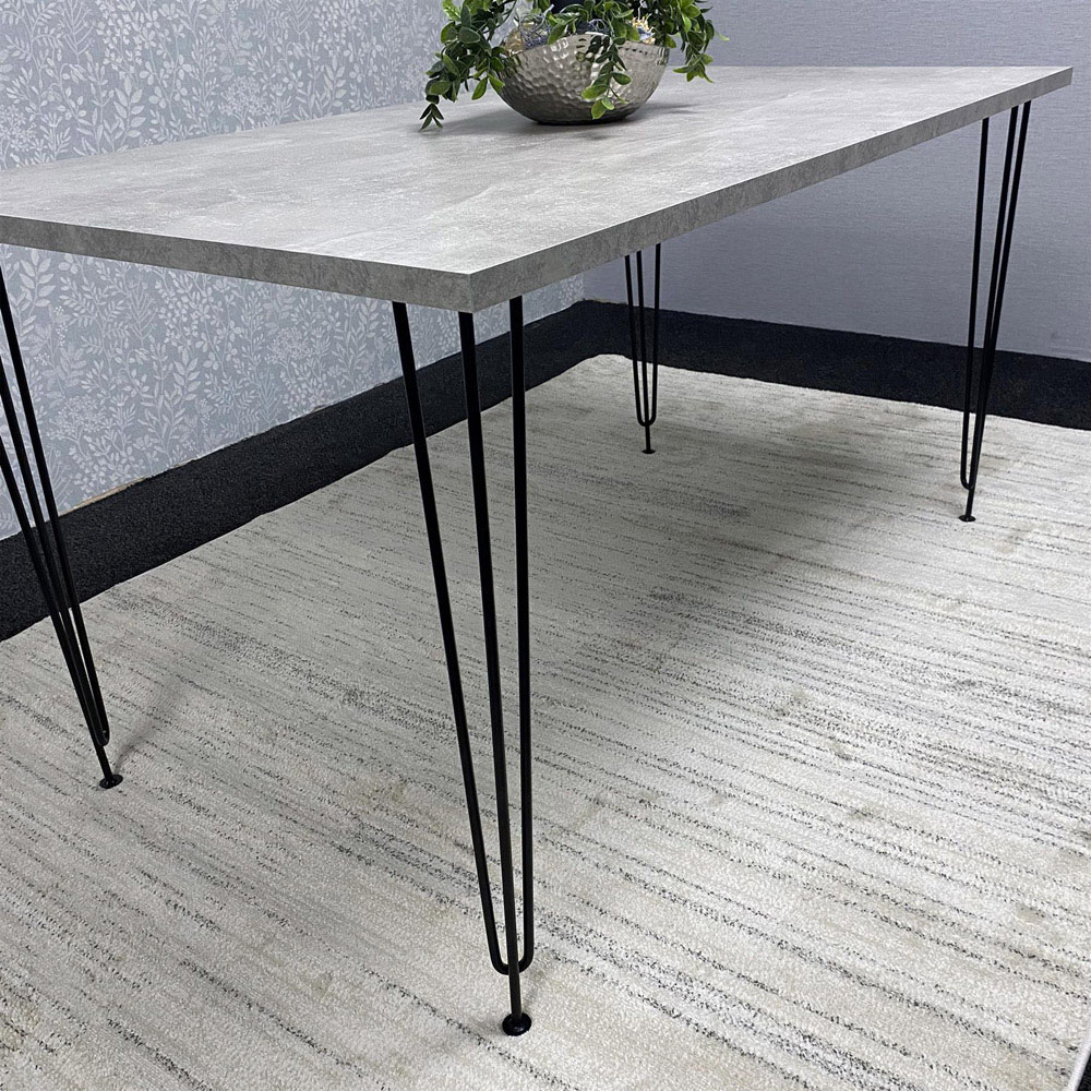 Kosy Koala 6 Seater Rectangular Dining Table with Hairpin Legs Stone Grey Image 5