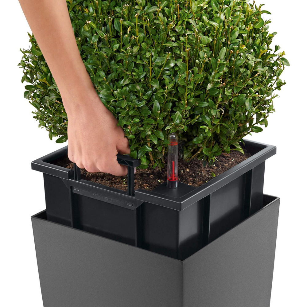 Lechuza Cubico White Poly-Resin Self-Watering Planter 41cm 2 Pack Image 5