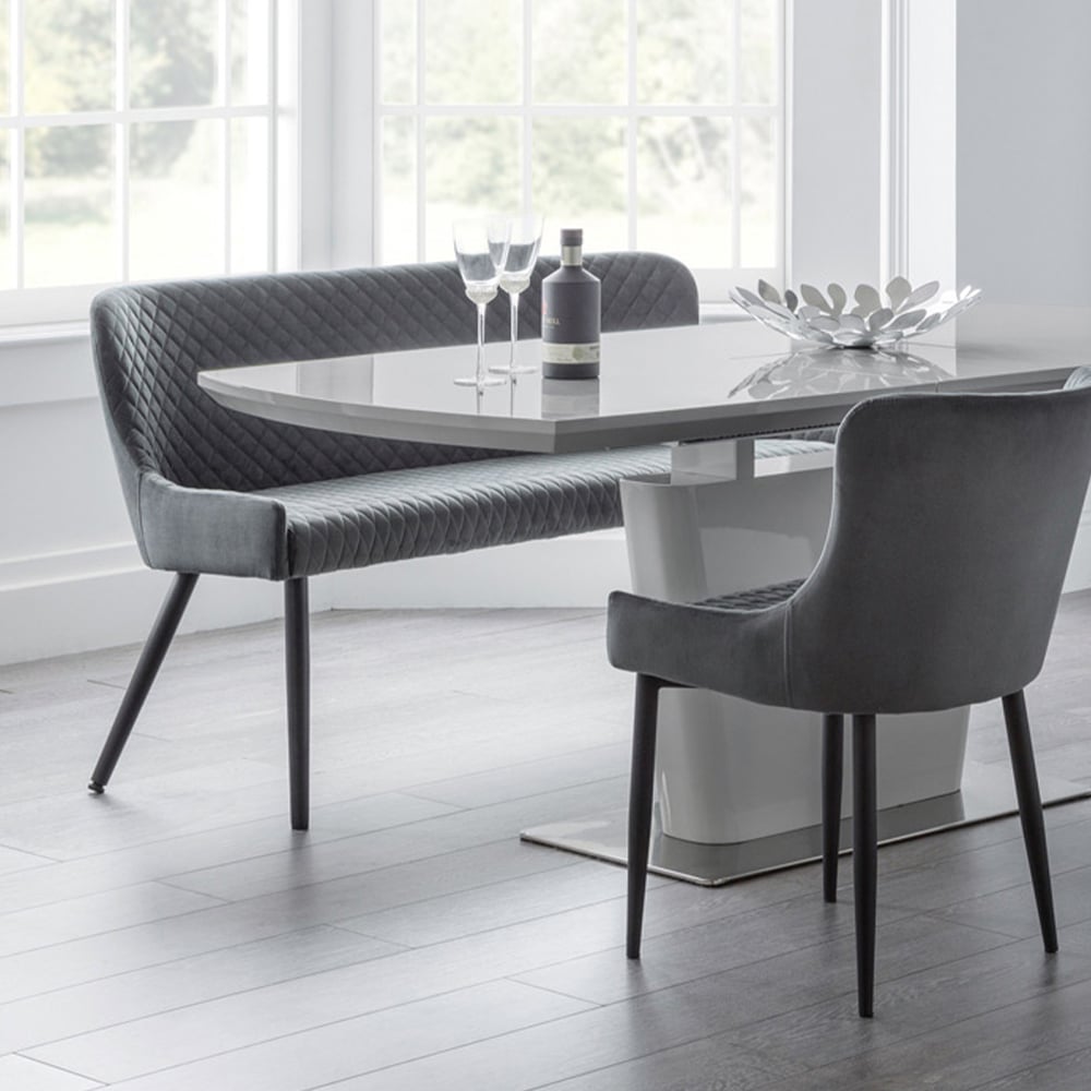 Julian Bowen Luxe 2 Seater Grey High Back Dining Bench Image 7