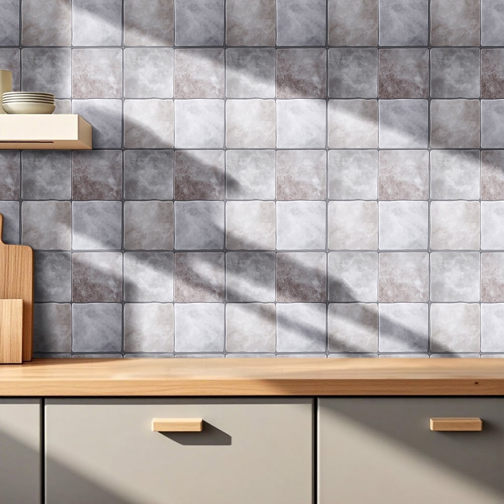 Living and Home Concrete Grey Square Self Adhesive Wall Sticker 10 Pack Image 8