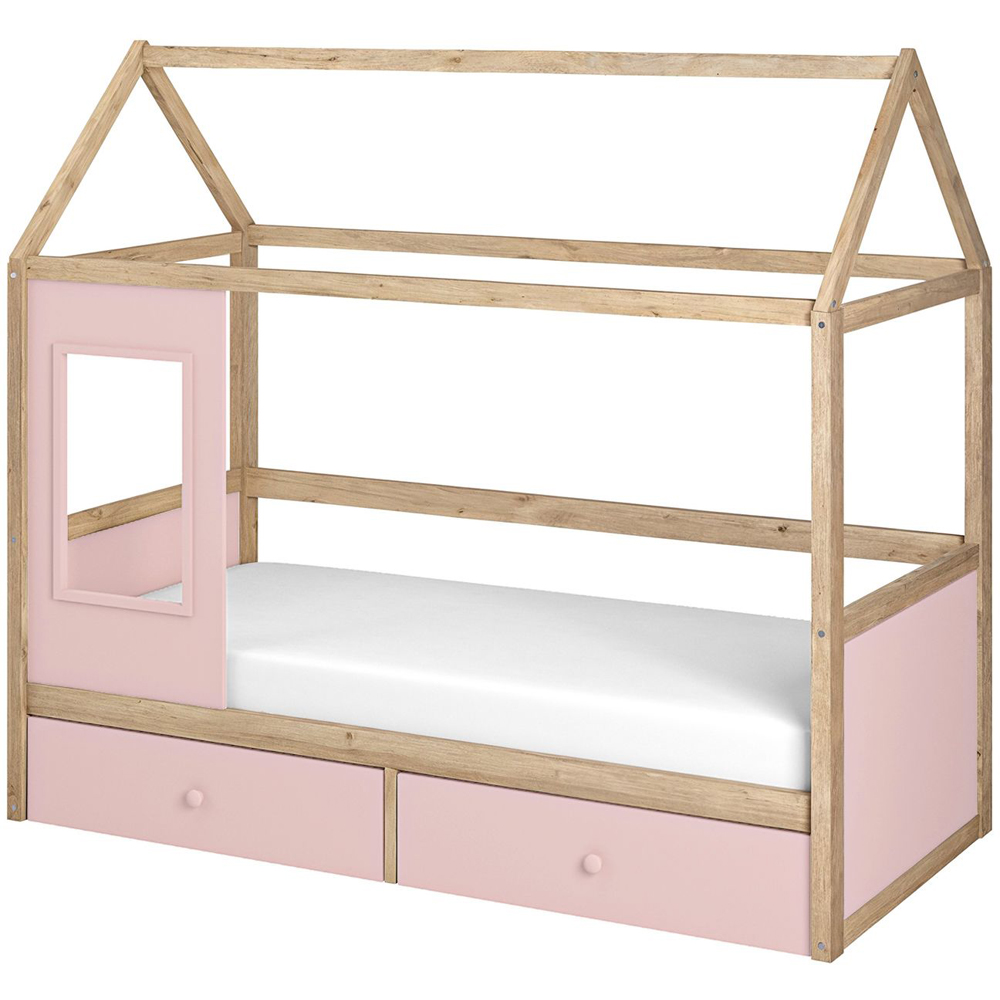 Flair Ted Pink Wooden Play House Bed Frame with Storage Image 2