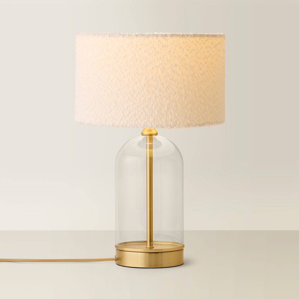 ValueLights Jessy Gold and Cream Boucle Shade Glass LED Table Lamp Image 3