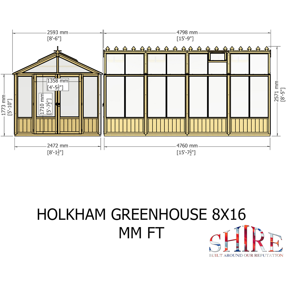 Shire Holkham Wooden 8 x 16ft Apex Greenhouse Image 9