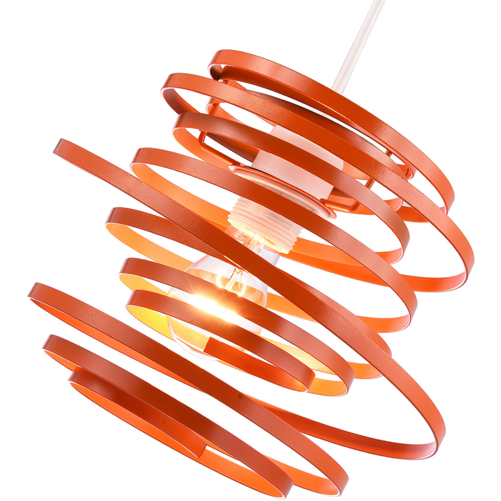 Happy Homewares Double Ribbon Spiral Swirl Orange Gloss Metal Ceiling Light Image 3