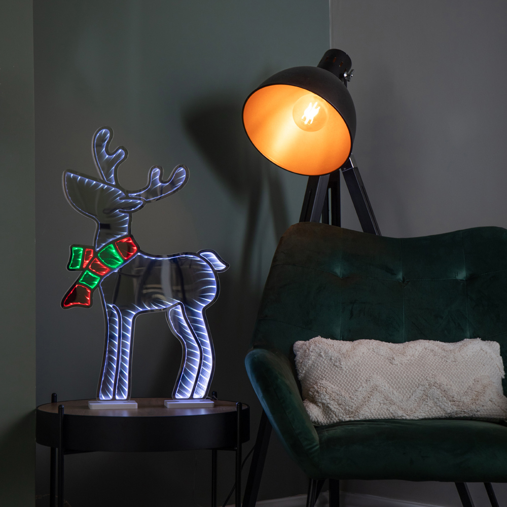 Samuel Alexander Multicolour LED Light Up Standing Reindeer with Scarf Infinity Decoration 60cm Image 2