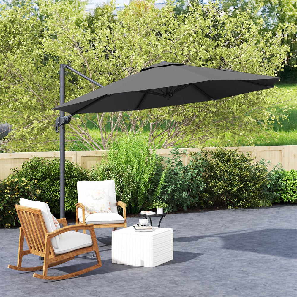 Outsunny Black Cantilever Parasol with Cross Base 3m Image 4
