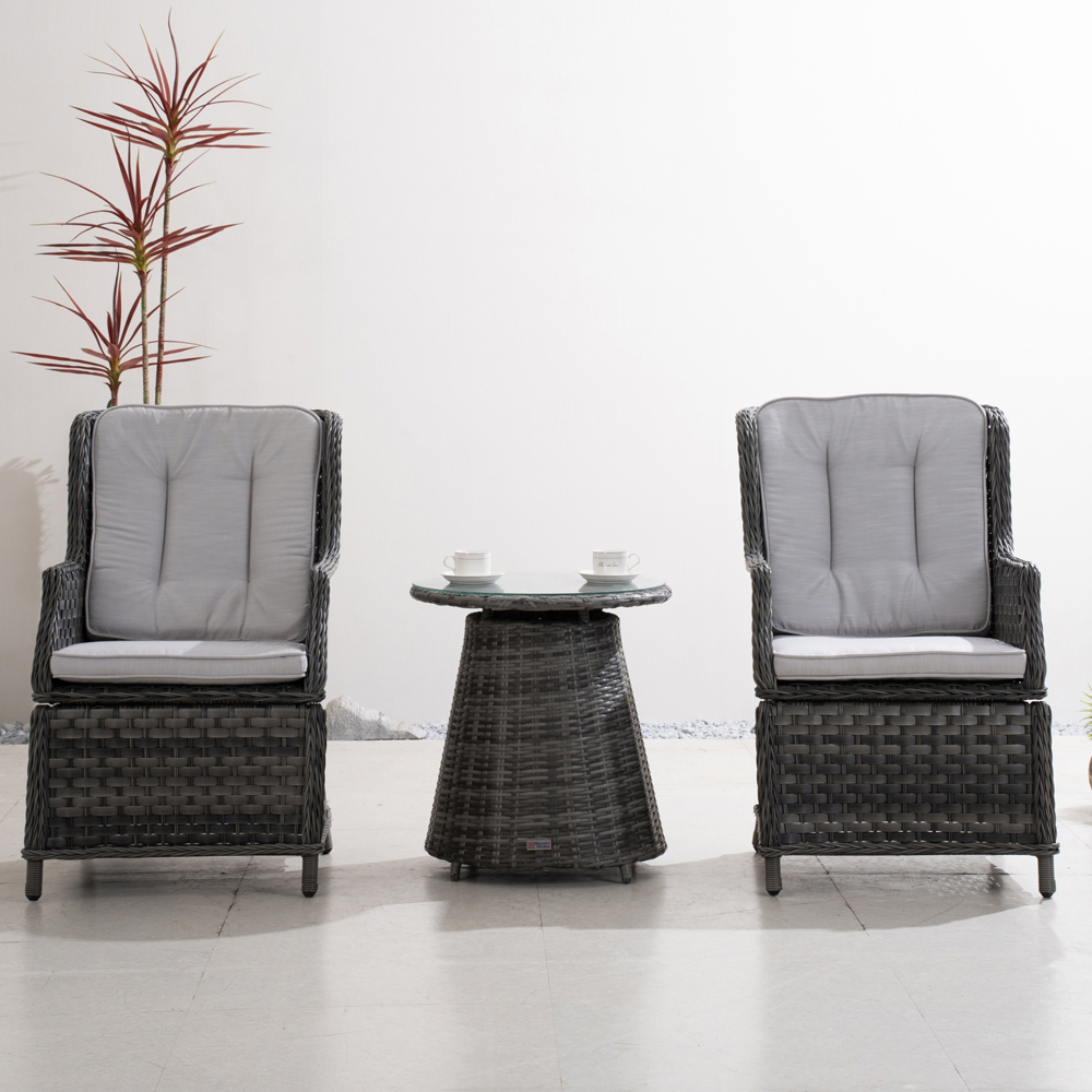 Direct Wicker 2 Seater Grey Rattan Aluminium Garden Bistro Set Image 3