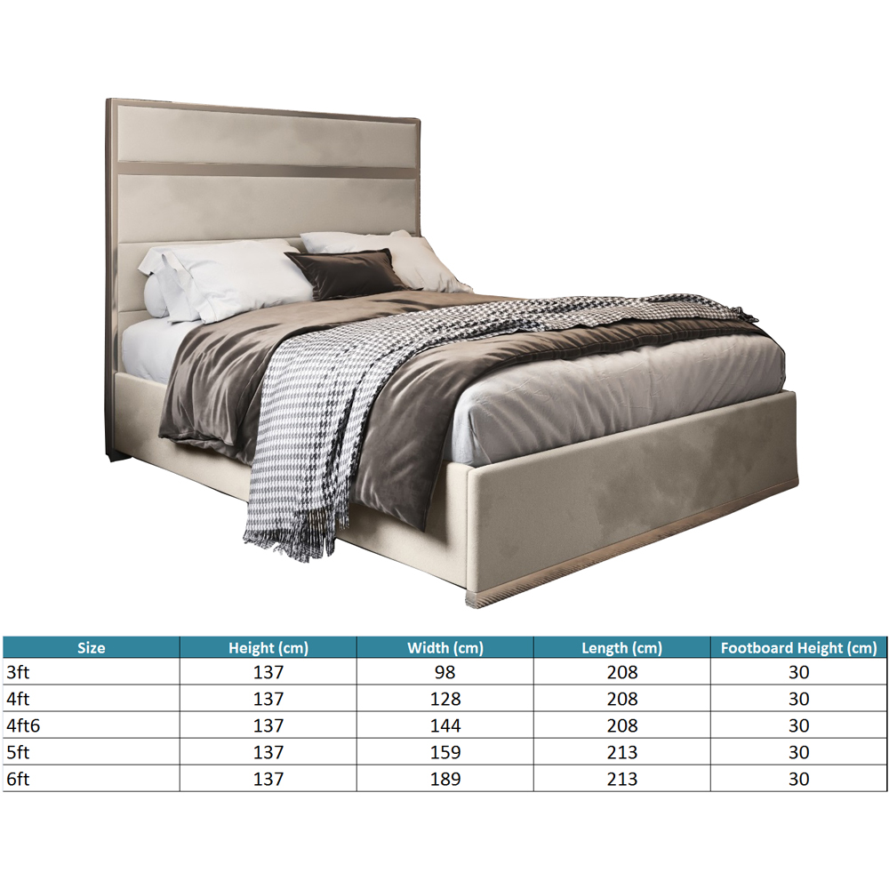 Bentley Silver King Size Velvet Upholstered Metal Bed Frame with Panelled Headboard Image 7