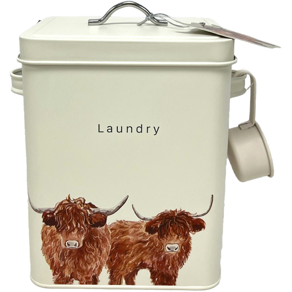 Highland Cow Laundry Powder Box White Image 2