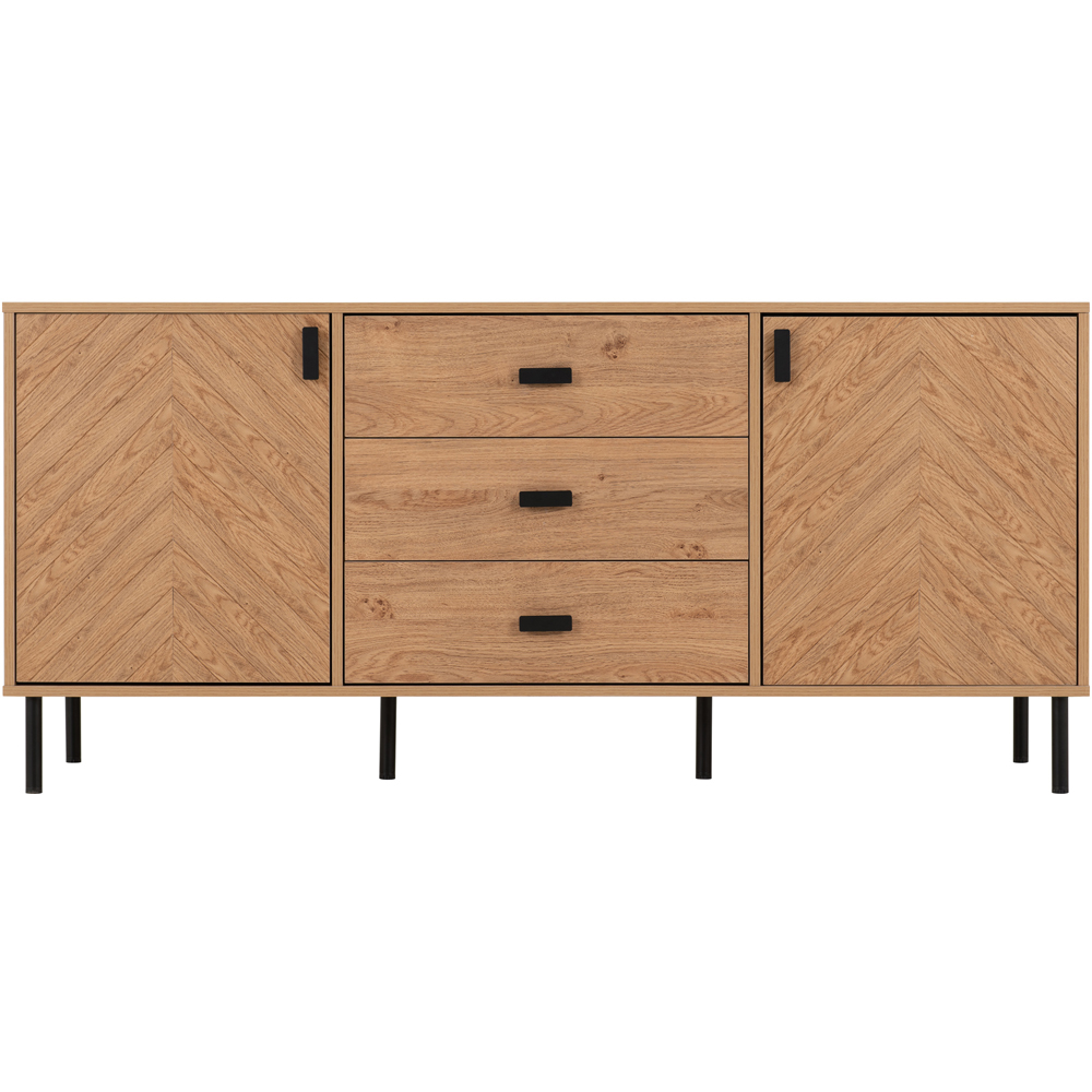 Seconique Leon 2 Door 3 Drawer Medium Oak Effect Sideboard Image 4