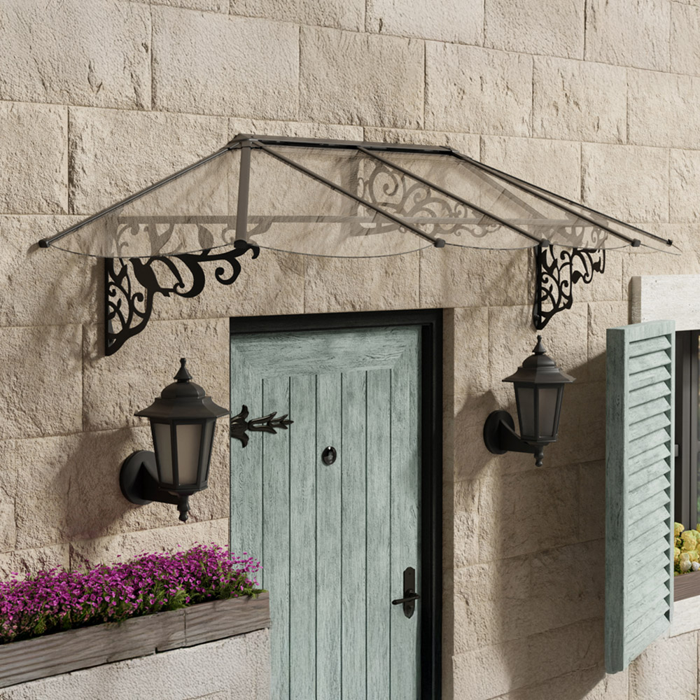 Palram Canopia Lily 2600 Black Clear Door Canopy 2.7 x 0.9m Image 1