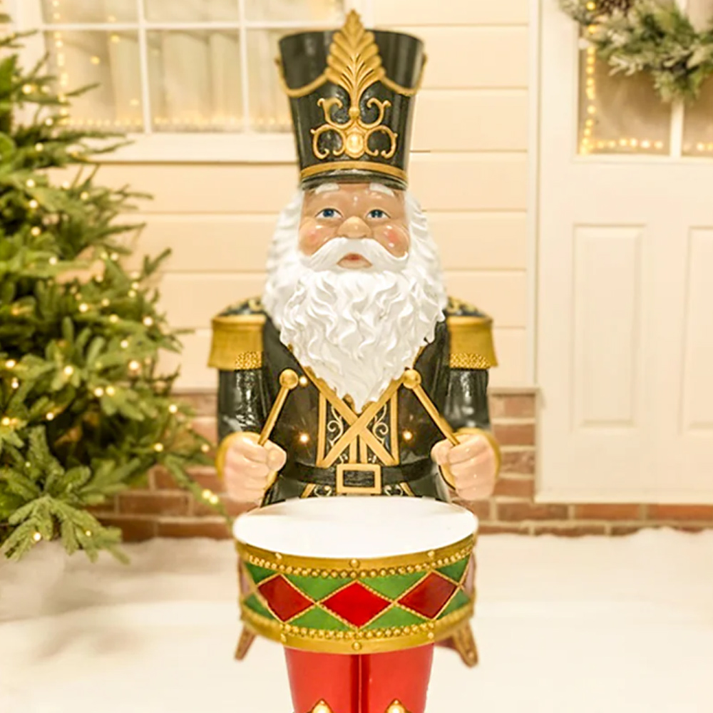 The Christmas Centre Green LED Lights Traditional Nutcracker Santa Drummer 4.5ft Image 3