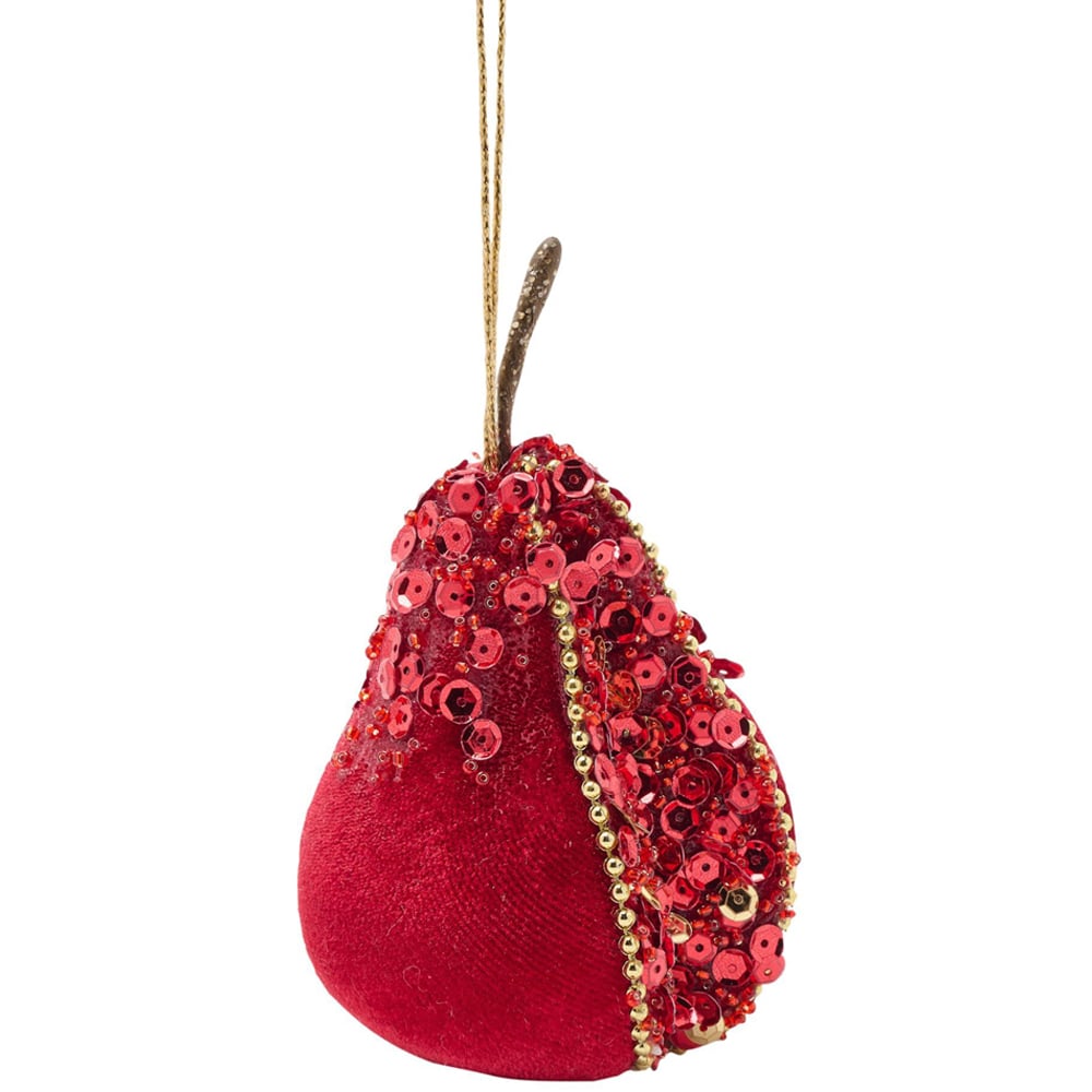 The Seasonal Gift Co Red Velvet Pear Bauble 19cm Image 3