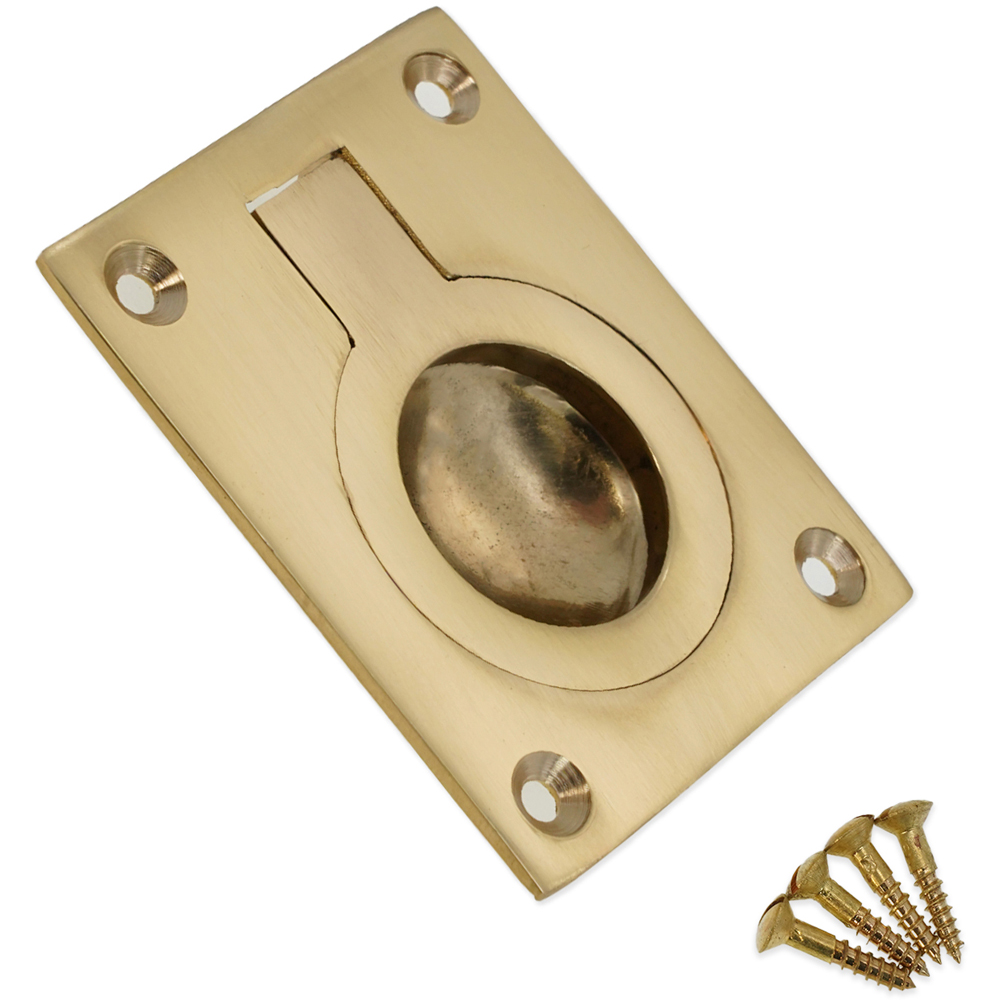 Spira Brass Polished Brass Square Flush Ring Pull Handle Image 4