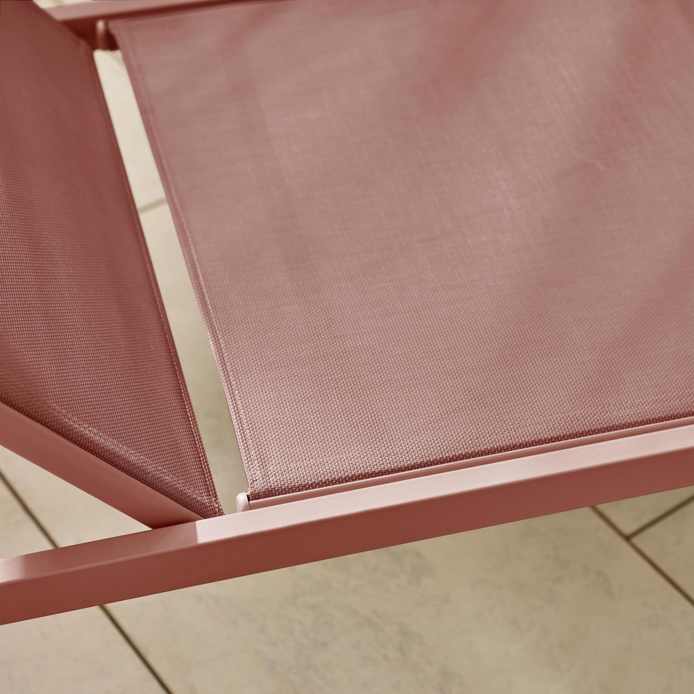 Furniturebox Set of 2 Pink Adjustable Sun Lounger with Headrest Image 3