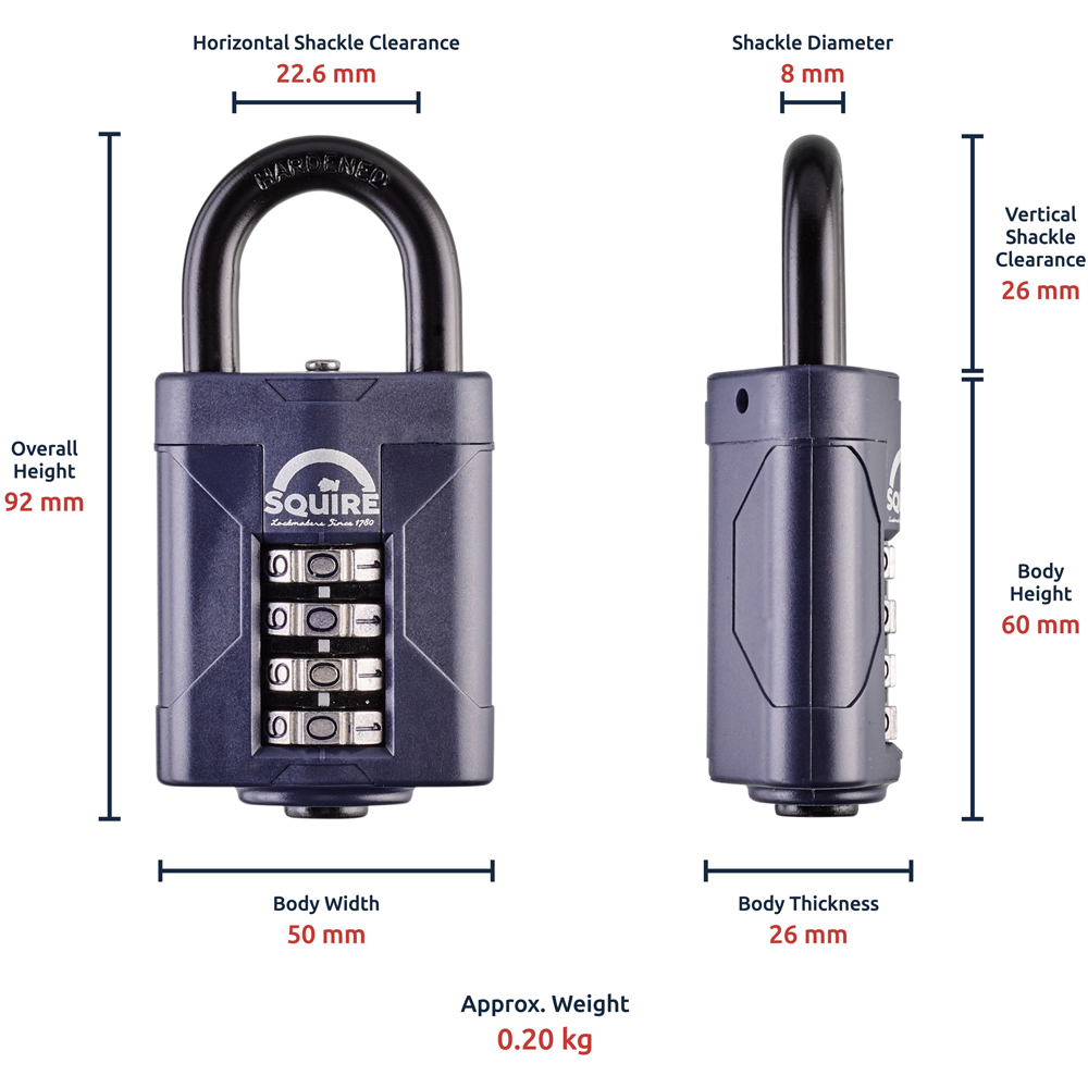 Squire 50mm 4 Wheel Combination Padlock Image 7
