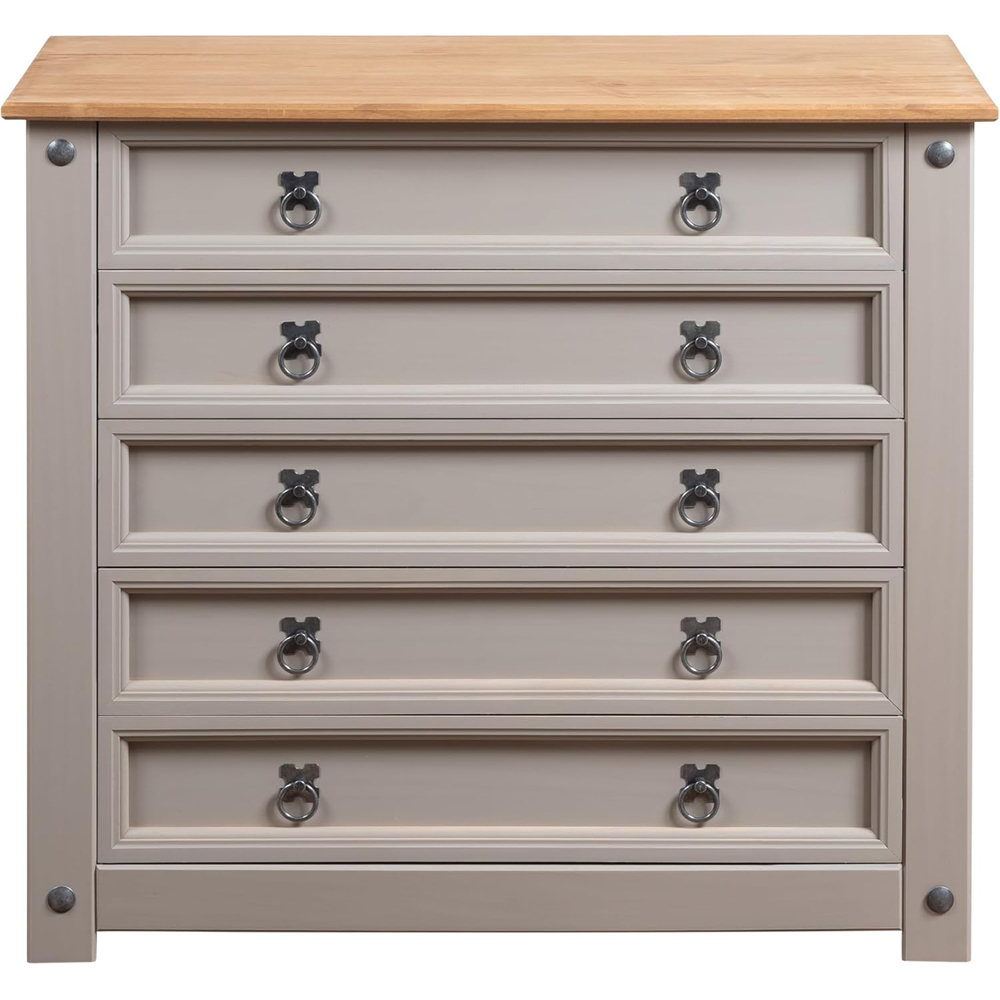 Mews Corona Grey and Oak 5 Drawer Chest of Drawers Image 3