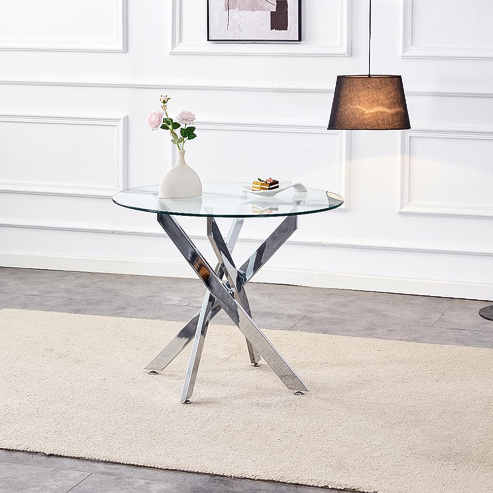 Kosy Koala 4 Seater Glass Round Dining Set Green Velvet Image 4