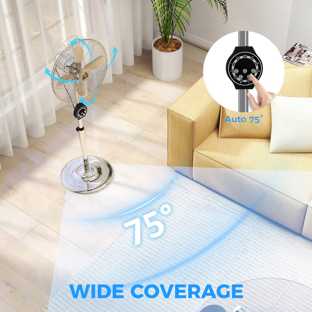 HOMCOM Metal Oscillating Pedestal Fan with Adjustable Height and Timer 53 inch Image 4