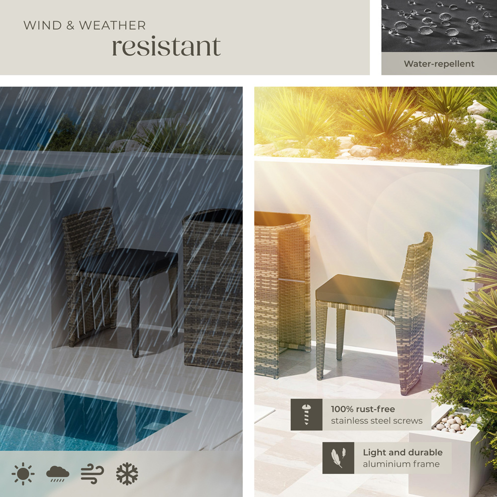 tectake Hamburg 2 Seater Rattan Garden Bistro Set Natural Image 7