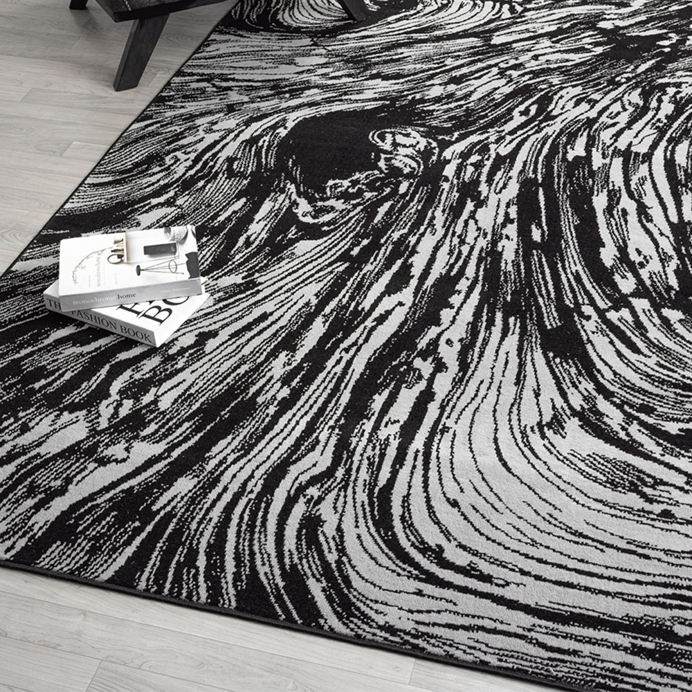 Desire Rugs Obsidian Grey Whirlpool Rug 60 x 220cm Image 5