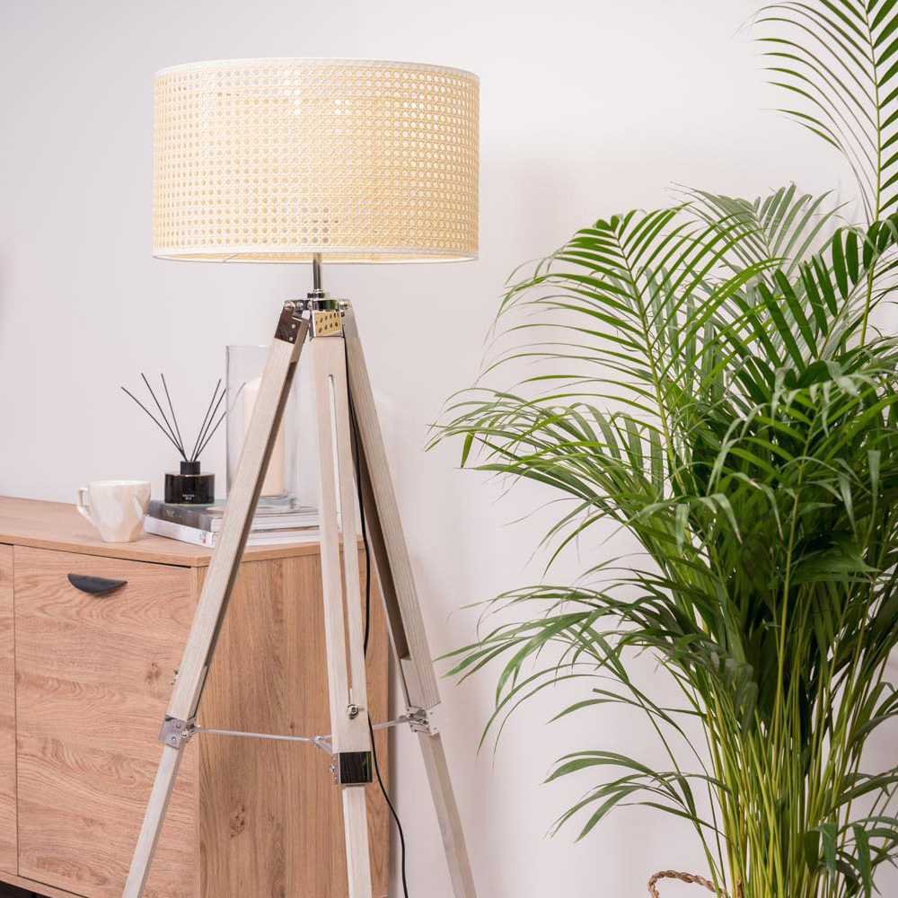 ValueLights Reni Natural Wicker Ceiling Drum Lamp Shade XL Image 2