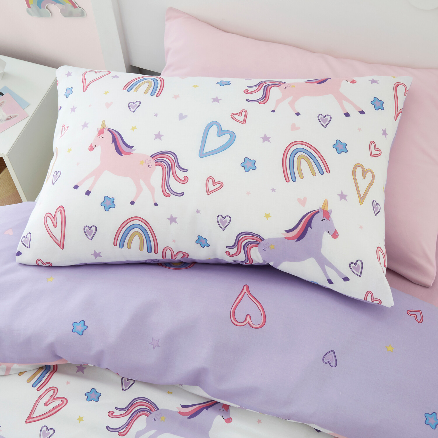 Rainbow Unicorn Purple Duvet Set - Purple Image 6