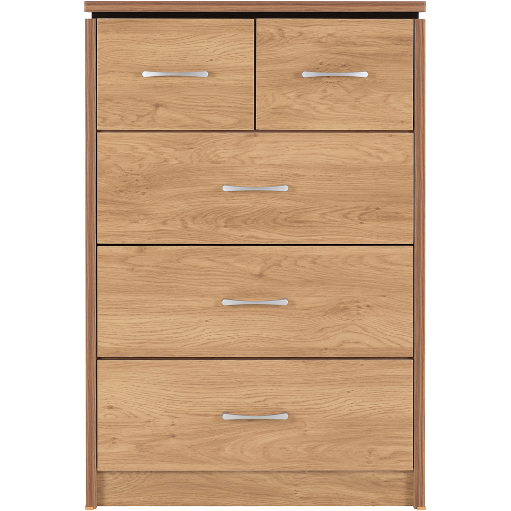 Seconique Charles 5 Drawer Oak Effect Veneer Chest of Drawers Image 4