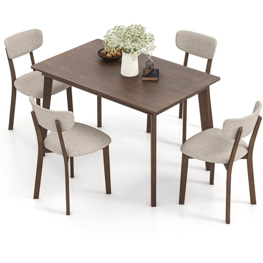 Costway 4 Seater Dining Table Set Brown Image 2