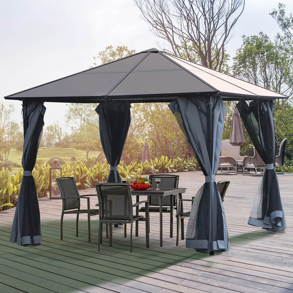 Outsunny 4 x 3m Grey Canopy Gazebo with Hardtop Image 1
