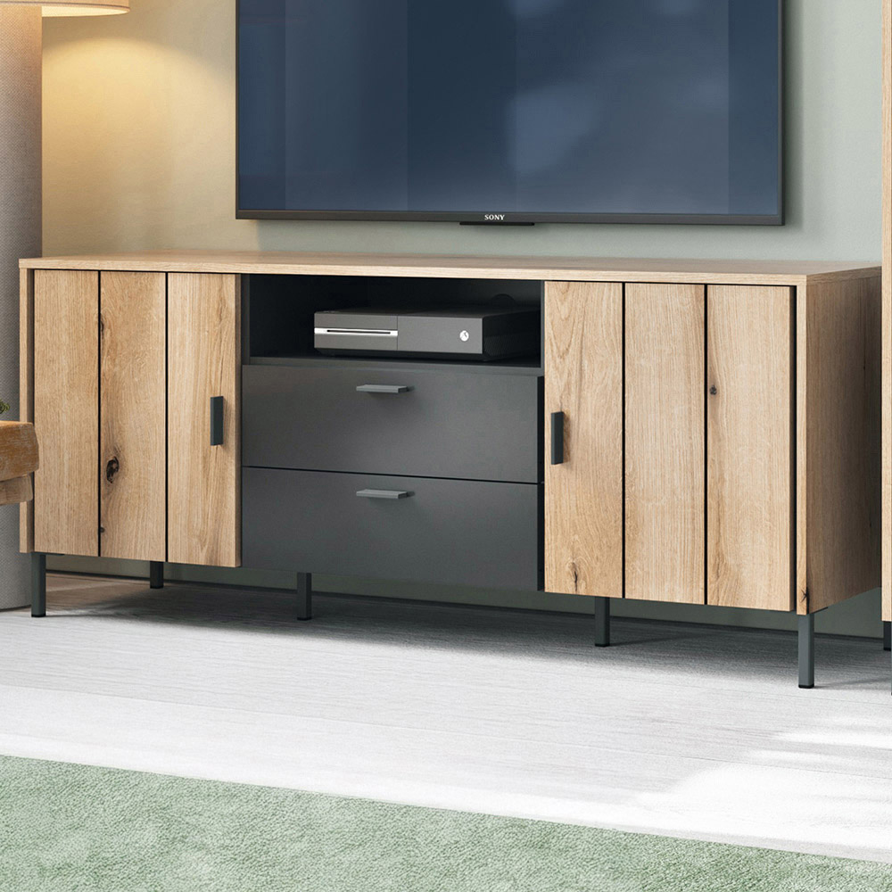 Furniture To Go Arundel 3 Door Single Drawer Single Shelf Oak Sideboard Image 1