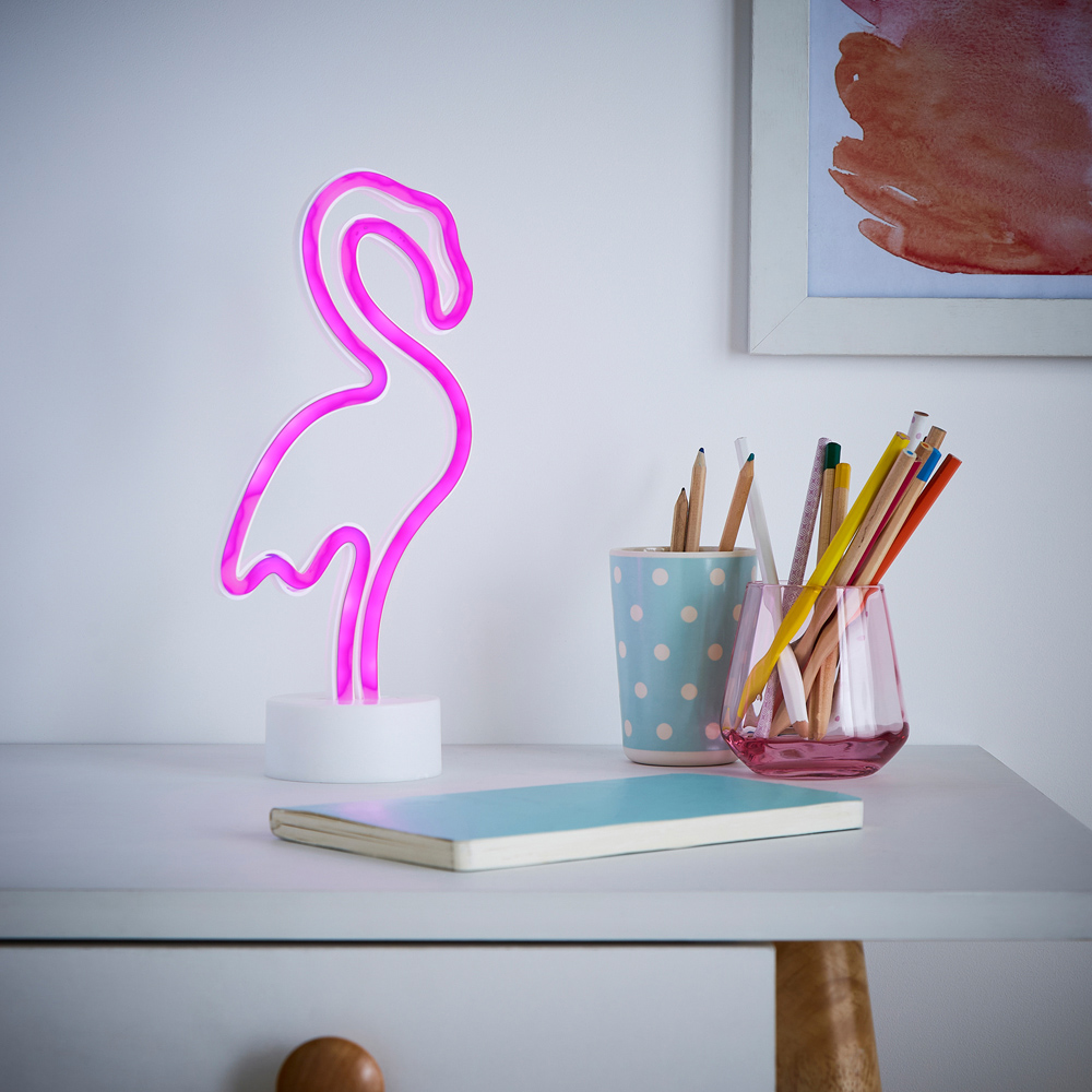 Glow Flamingo Pink Neon LED Table Light Image 6