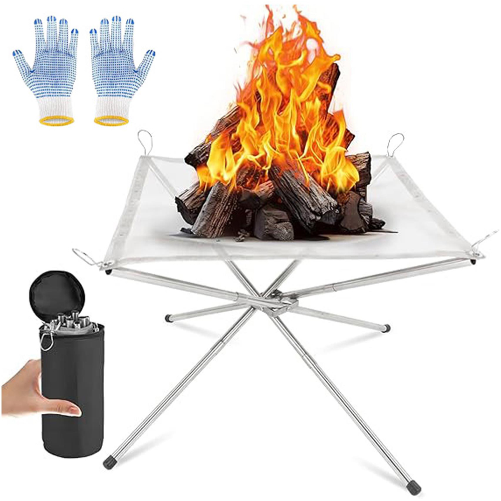 Shatchi Foldable Outdoor Camping Fire Pit with Carry Bag Image 3