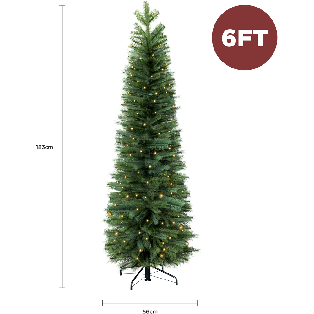 Charles Bentley Pre-Lit Faux Pencil Christmas Tree 6ft Image 8