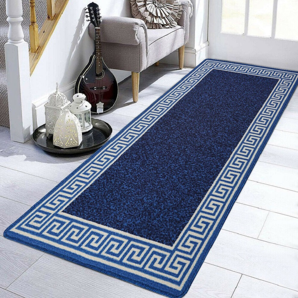 Smart Living Greekey Blue and Cream Gel Back Non-Slip Door Mat 50 x 80cm Image 3