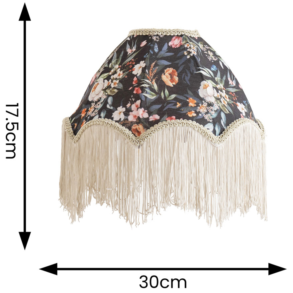 ValueLights Peony Scalloped Floral Fabric Classic Lamp Shade with Cream Tassels Image 5