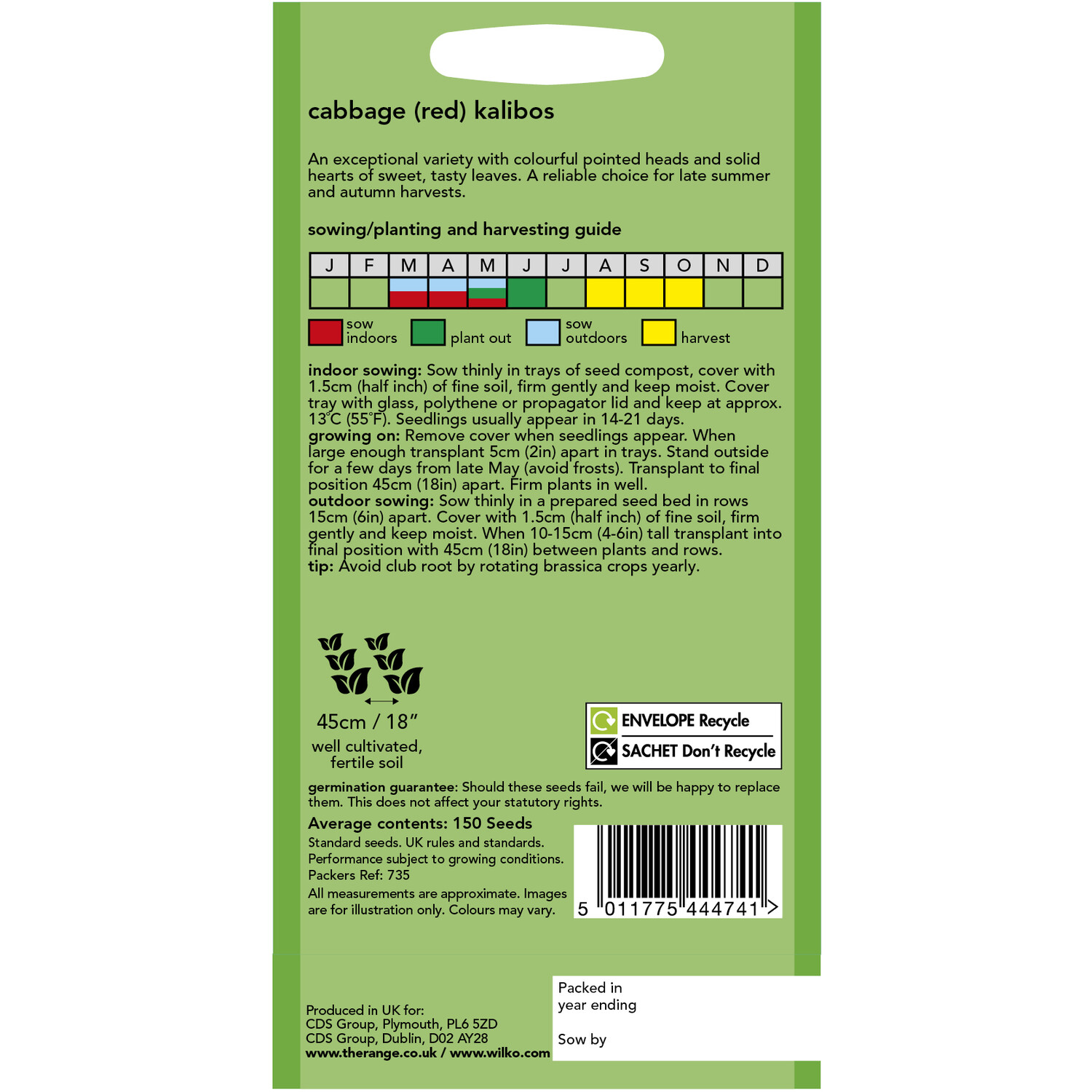 Wilko Cabbage Red Kalibos Seeds Image 2