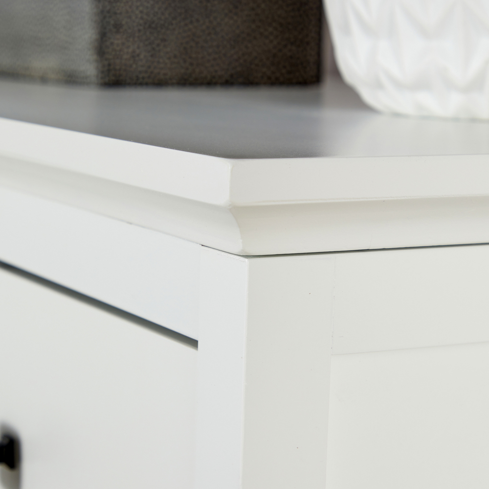 Home Source 5 Drawer White Wide Chest of Drawers Image 3