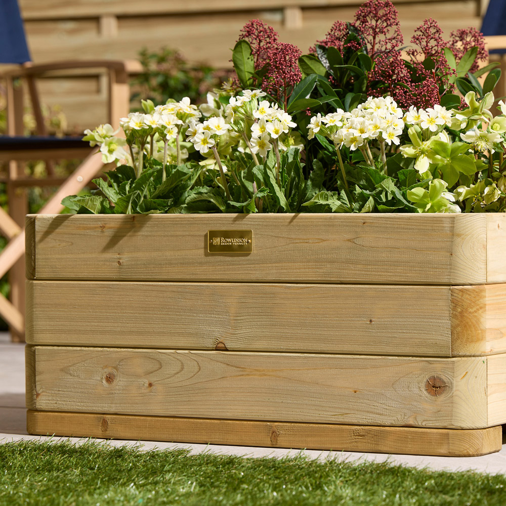 Rowlinson Marberry Natural Wooden Garden Planter 30 x 70 x 40cm Image 4