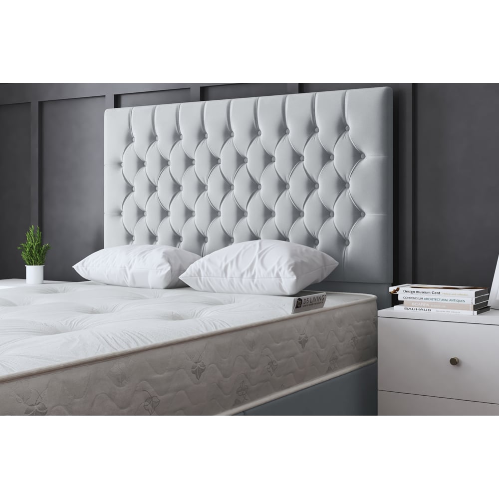 DS Living Seraphine Small Double Silver Upholstered Panel Divan Bed with 2 Drawer Image 3