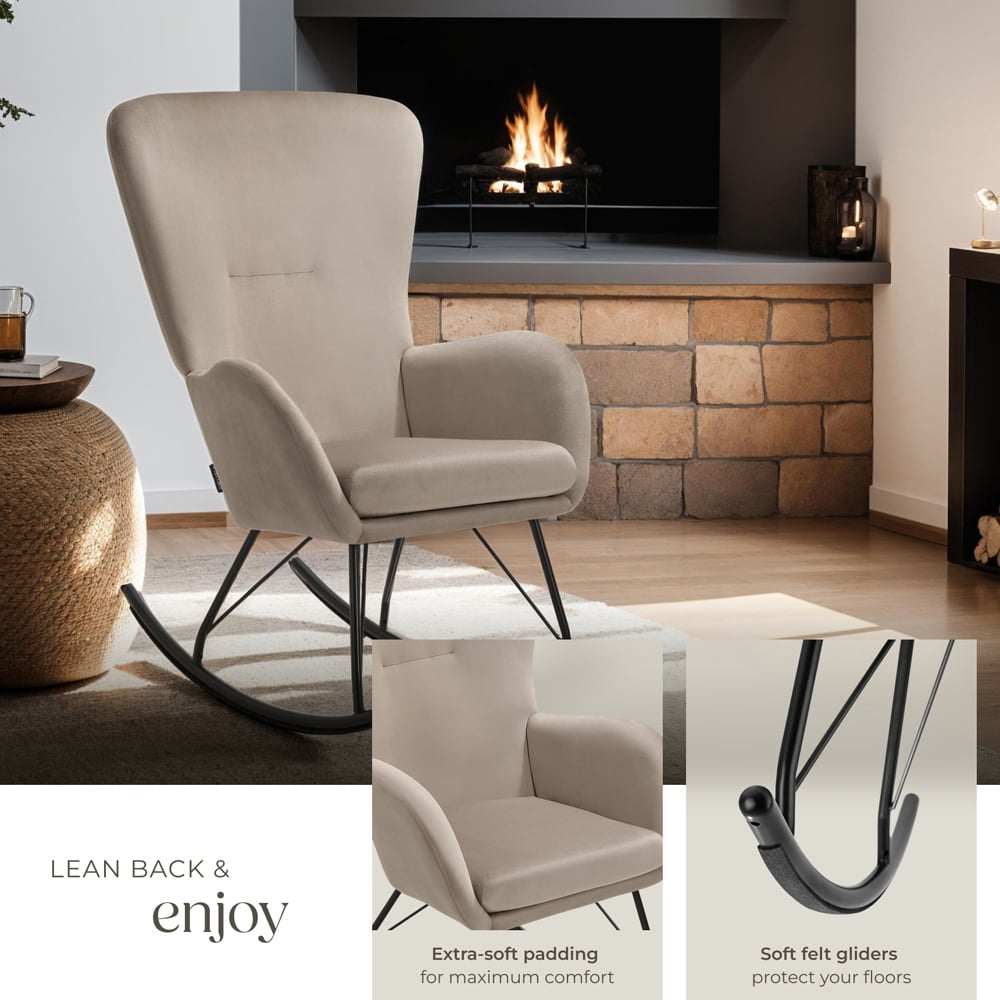 tectake Beige and Black Swing Rocking Chair Image 4