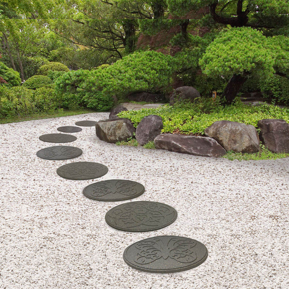 Nicoman Grey Butterfly Reversible Garden Stepping Stone 46cm 4 Pack Image 2
