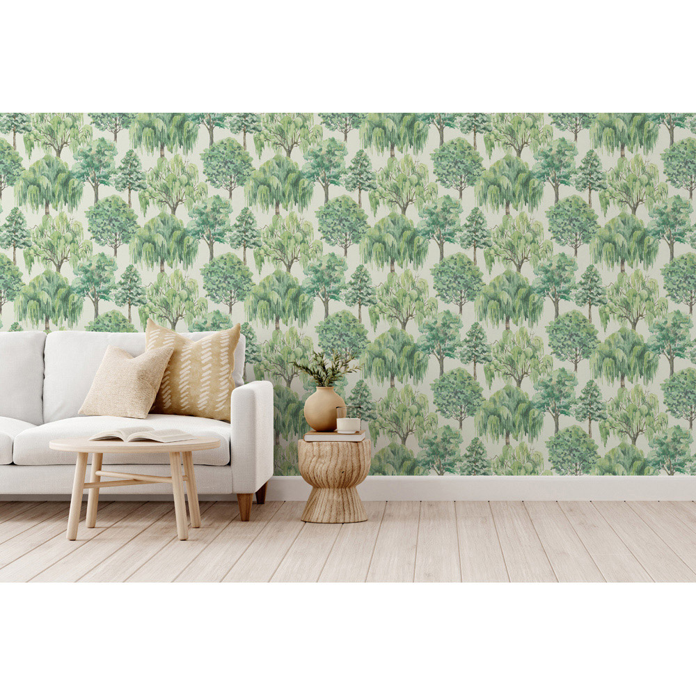 Esselle Home Whispering Willow Ivory and Green Wallpaper Image 5