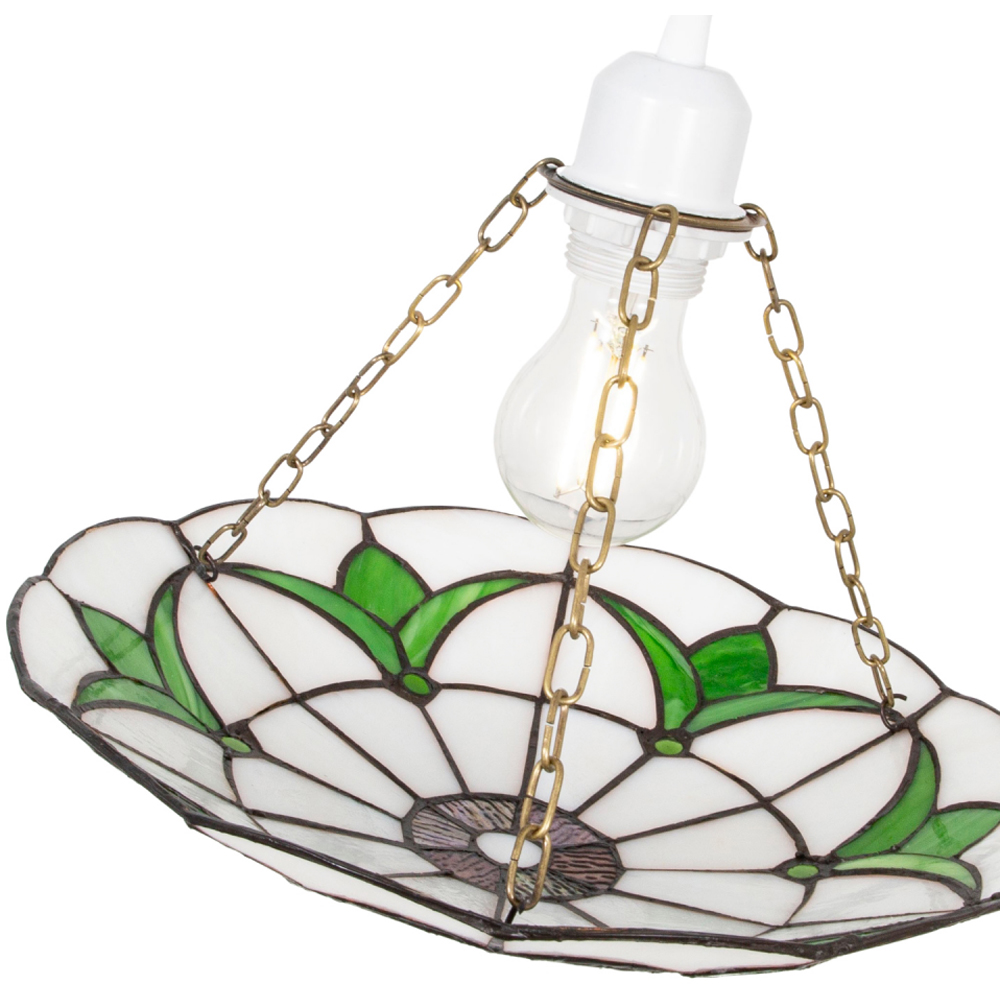 Happy Homewares Tiffany Stained Glass Pendant Shade with Emerald Green Leaves Image 5