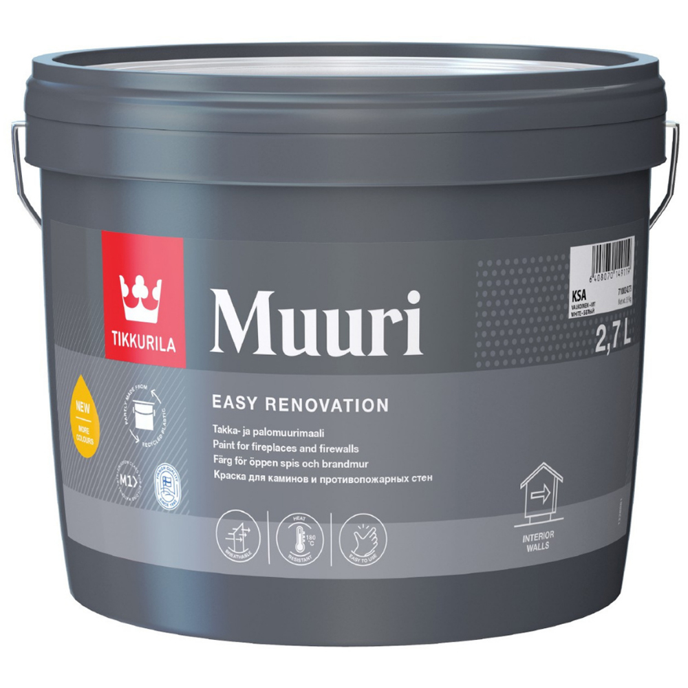 Tikkurila Muuri K484 Fireplace and Fire Surround Heat-Resistant Matt Paint 3L Image 2